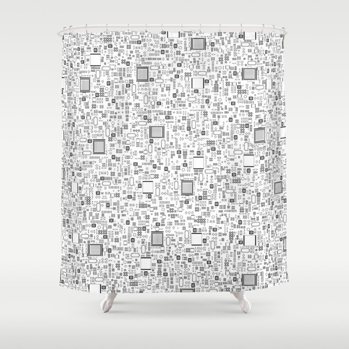 All Tech Line / Highly detailed computer circuit board pattern Shower Curtain