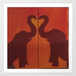 Elephants in Love Art Print