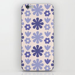 Scandi Floral Grid Retro Flower Pattern in Periwinkle Purple Tones and Cream iPhone Skin