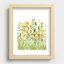 Yellow Scandinavian Wildflowers  Meadow  Recessed Framed Print