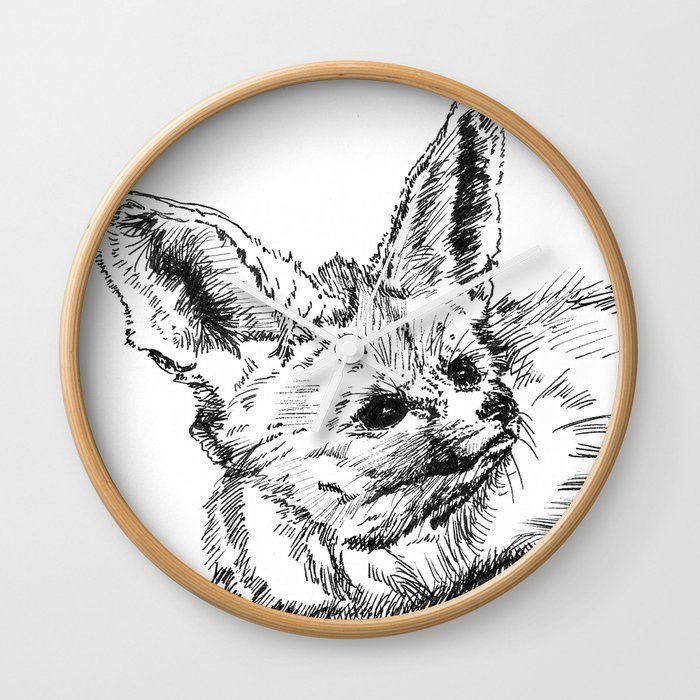Fennec Fox Cute Animal Print Wall Decor Wall Art Black And White Wall Clock By Katejarvis Society6
