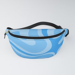 Modern Retro Liquid Swirl Abstract Pattern in Light Blue and Sky Blue Fanny Pack