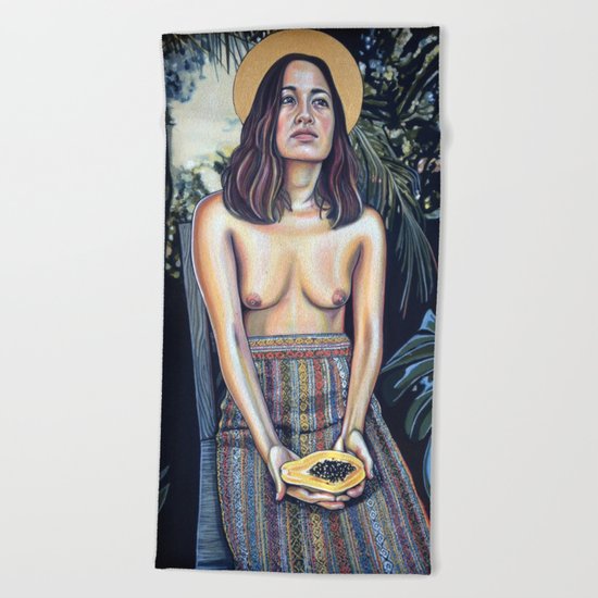 Girl With Papaya Beach Towel
