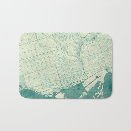 Toronto Map Blue Vintage Bath Mat