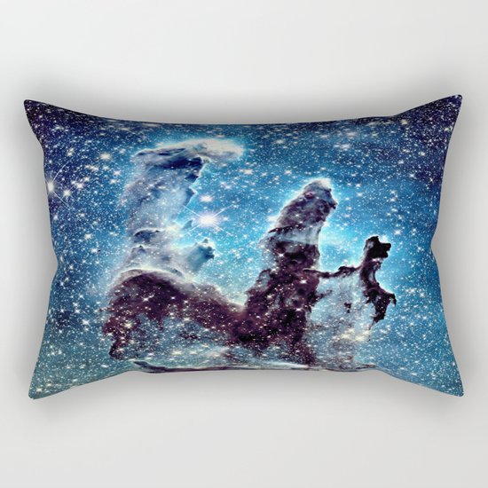 Pillars of Creation Nebula: Ocean Blue Galaxy Rectangular Pillow
