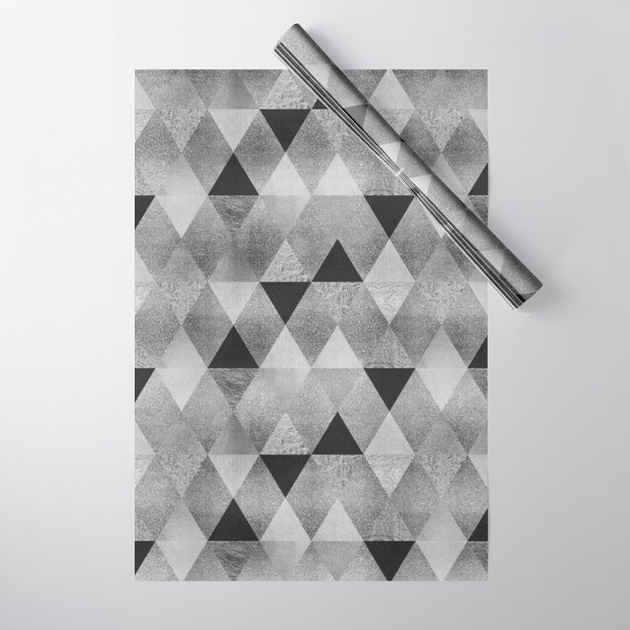 GRAPHIC PATTERN Funky geometric triangles | silver Wrapping Paper