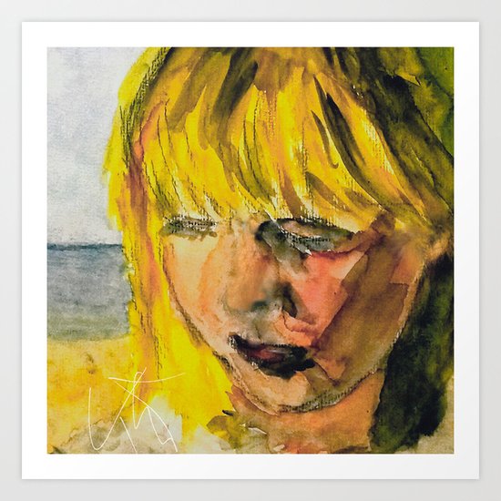Girl on the beach Art Print