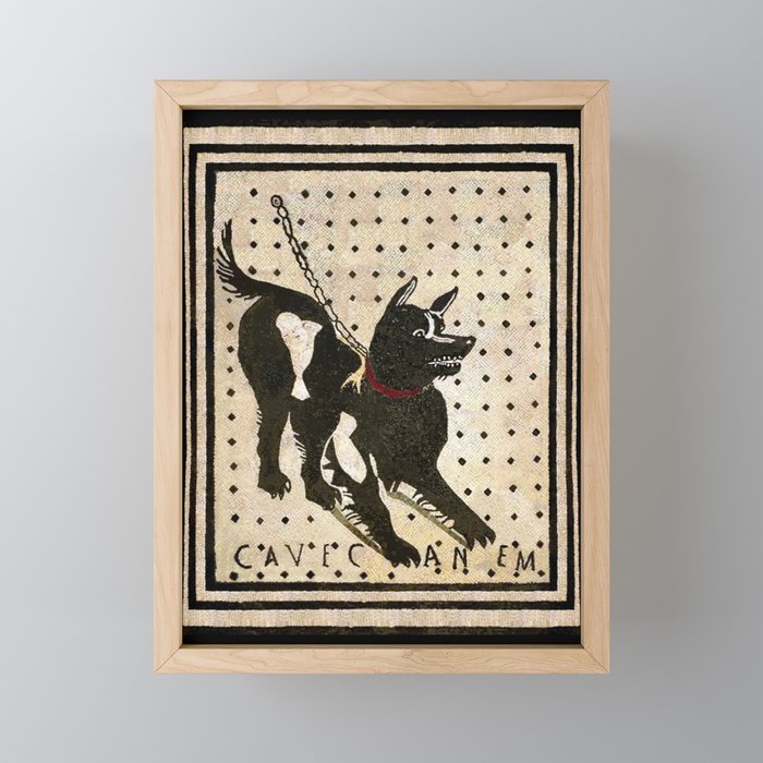 Pompeii Dog mosaic (Beware of Dog) Framed Mini Art Print