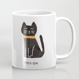 Meh-ow Coffee Mug | Kitten, Funny, Cat, Kitty, Cute, Whimsical, Typography, Adorable, Quirky, Grumpy 