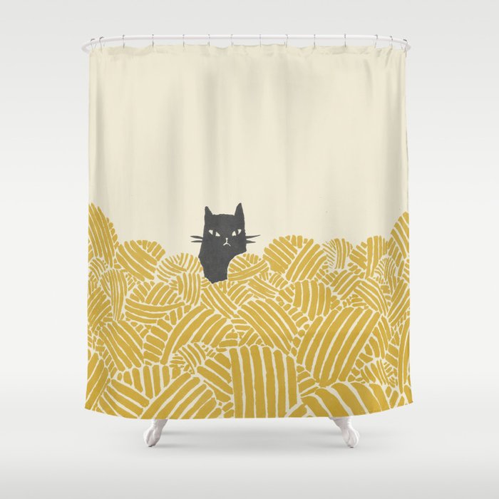 Cat and Yarn Shower Curtain