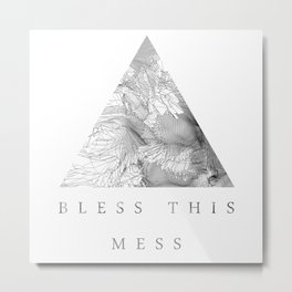 Bless this mess Metal Print | Chaos, Designer, Digital, Black and White, Ink, Geometric, Pattern, Triangle, Bless, Lines 