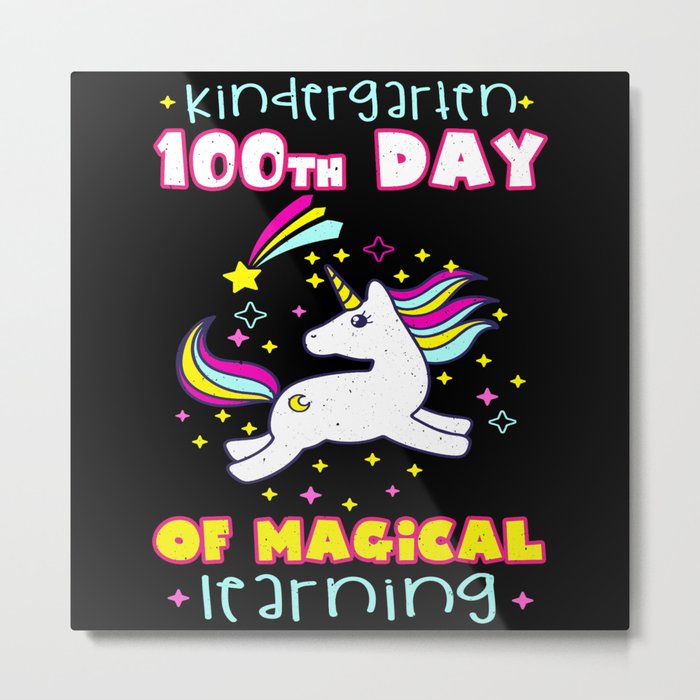 Days Of School 100th Day 100 Magical Kindergarten Metal Print