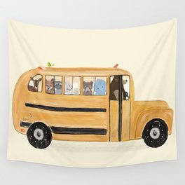 little yellow bus Wall Tapestry