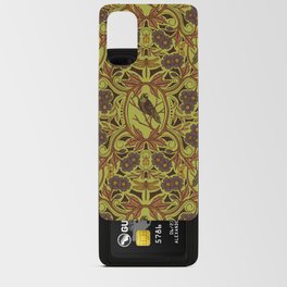 Crow & Dragonfly Floral in Retro Olive Green & Orange Android Card Case
