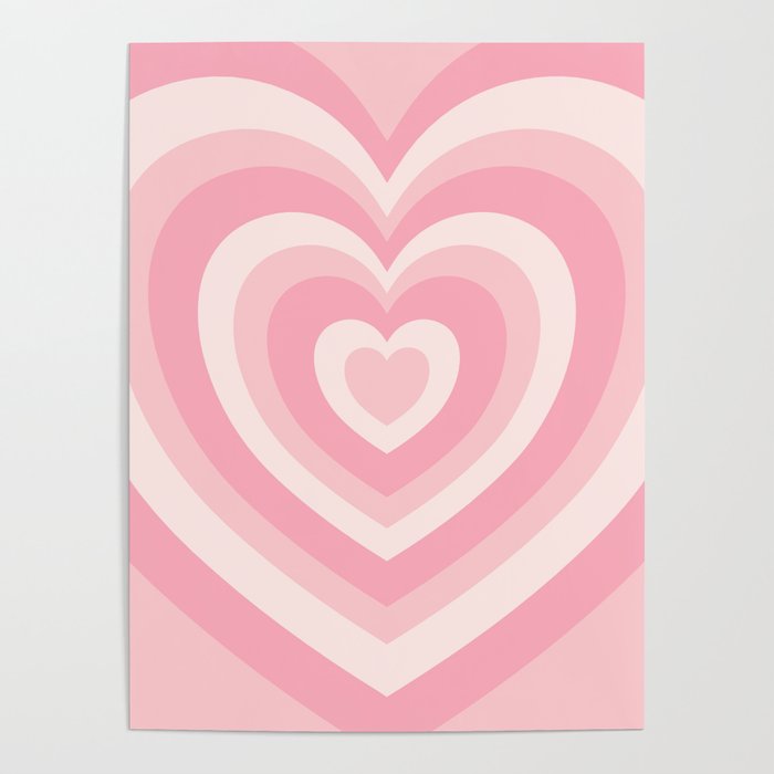 Pink Love Hearts Poster by Simple Decor