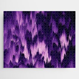 Modern Abstract Purple Lavender Coral Ombre Brushstrokes Ikat Jigsaw Puzzle