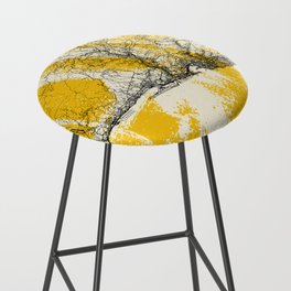 Genoa, Italy. City Map Painting. Yellow Collage. Summer Bar Stool