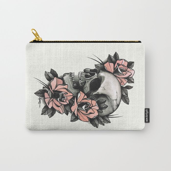 Skull and roses - tattoo Carry-All Pouch