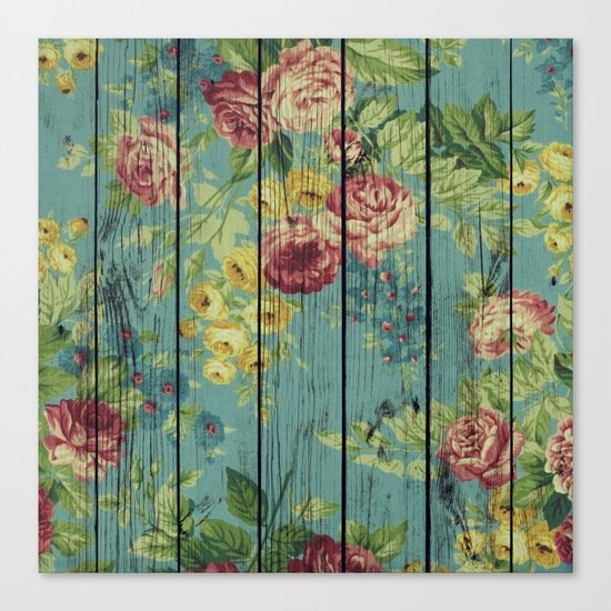 Flowers on Wood 08 Canvas Print