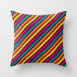 Multi Colored Happy Stripes Pattern Throw Pillow