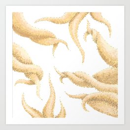 Beige Colored Octopus Abstract Drawing Art Print