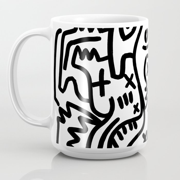 Mug XXL 60 cl en porcelaine Graffiti noir et blanc