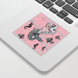Pearla the Mermaid on Pink Sticker