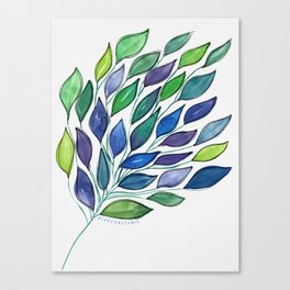 Vibrant Leaves - Blue Green Violet Canvas Print