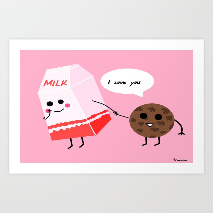 Milk and cookie love  Art Print