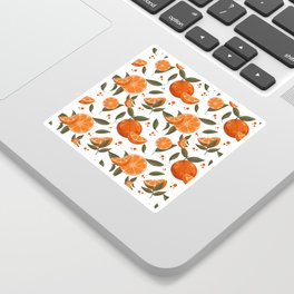 Botanical Contemporary Orange Pattern Sticker