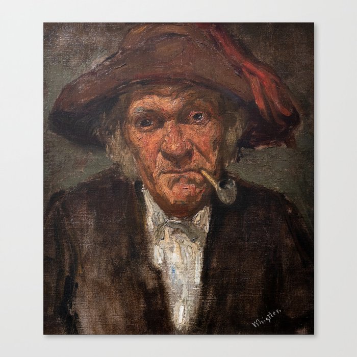 James Whistler - Man Smoking a Pipe Canvas Print