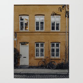 Orange house and a bike Poster