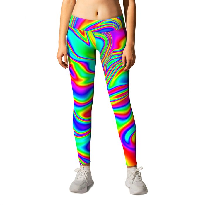 Psychedelic Rainbow Marbleized Pattern  Leggings
