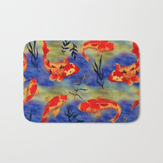 The deep water- koi fishes - watercolor Bath Mat