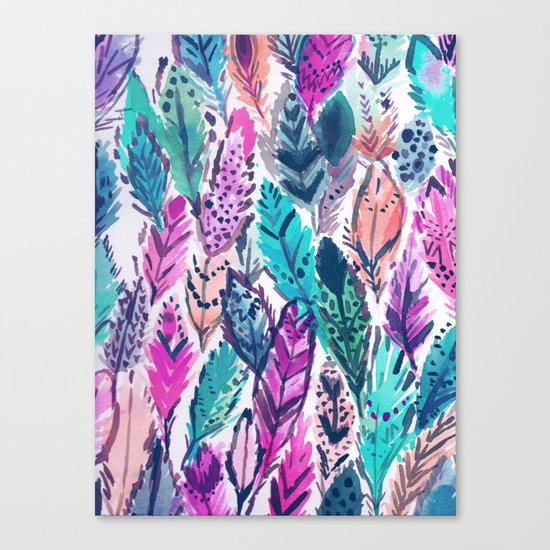 WILD FEATHERS Boho Watercolor Canvas Print
