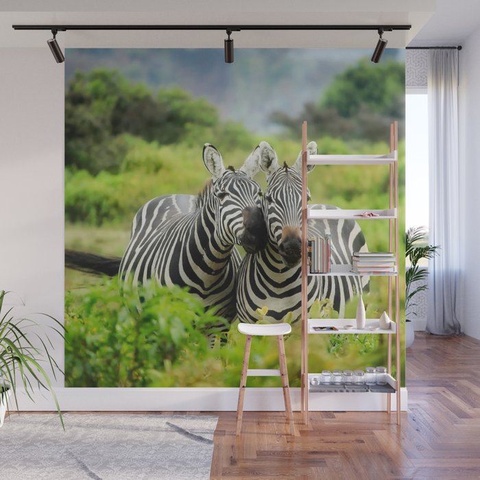 South Africa Photography - Two Zebras In Love Wall Mural