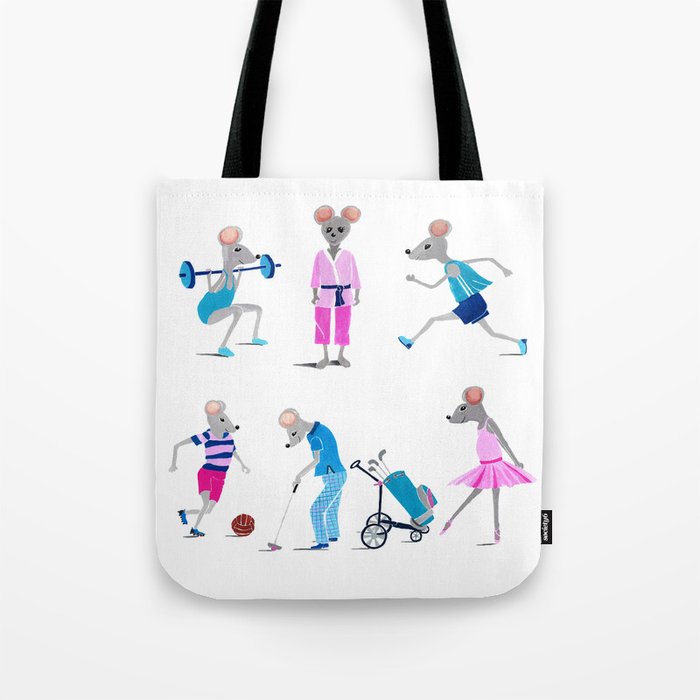Funny painted sporty mice Tote Bag