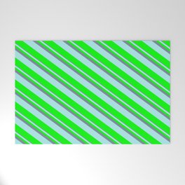 [ Thumbnail: Light Slate Gray, Turquoise & Lime Colored Striped Pattern Welcome Mat ]