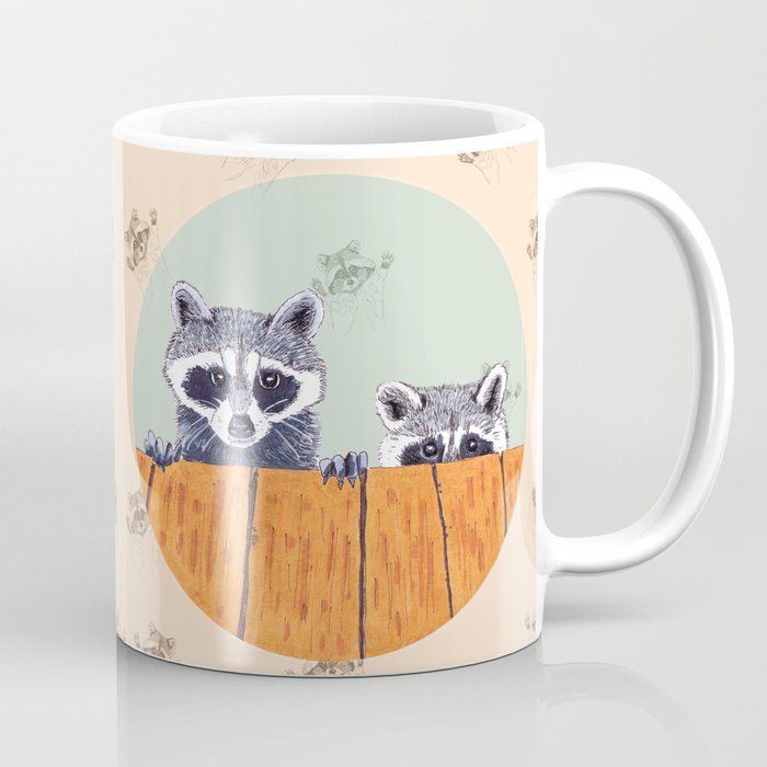 Peeking Raccoons #3 Beige Pallet Coffee Mug