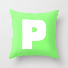 P (White & Light Green Letter) Throw Pillow