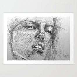 Sexy Art Print | Digital, Abstract, Concept, Comic, Illustration, Ink Pen, Vintage, Stencil, Black And White, Drawing 