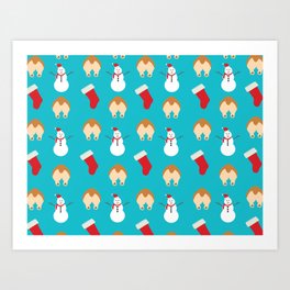 Christmas Corgi Butts Art Print