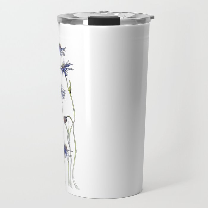 Blue Cornflowers, Illustration Travel Mug
