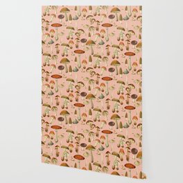 Mushrooms pink Wallpaper