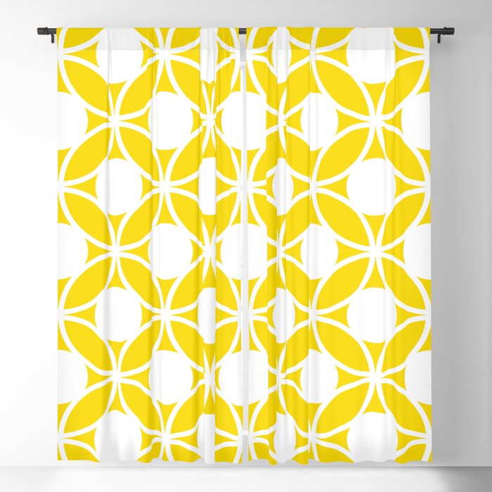 Geometric Floral Circles Summer Sun Shine White On Bright Yellow