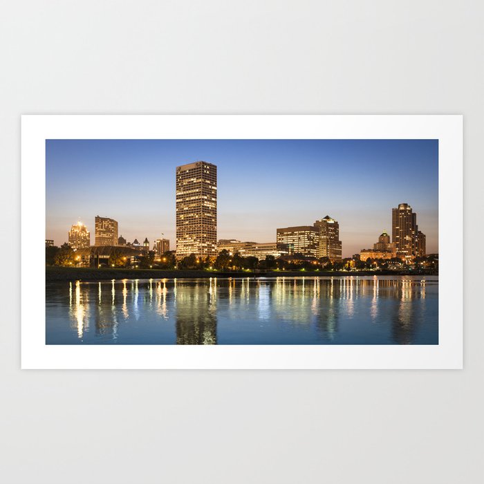 milwaukee night skyline cityscape on winsconsin Art Print by