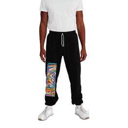 The Purple Kid with his Mother and the Bird Graffiti Art Expressionism Sweatpants