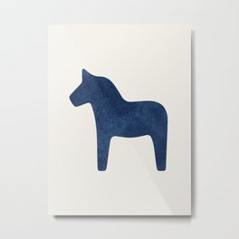 Dala Horse - Navy Blue Metal Print
