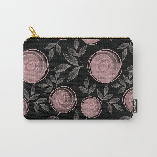 Abstract flowers on a black background. Carry-All Pouch