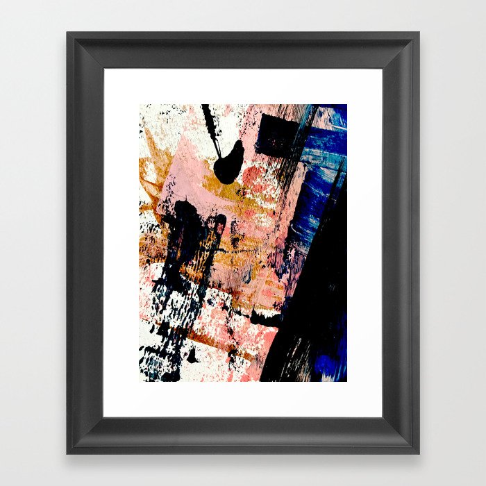 01016 : a bold abstract in pink, orange, blue, and black Framed Art ...